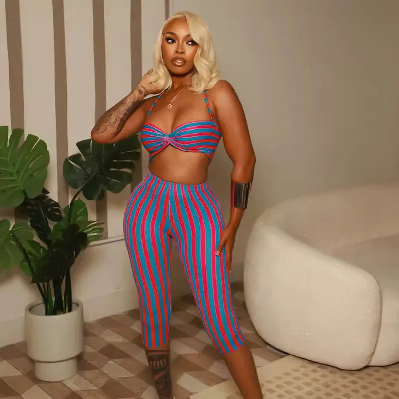 No Rules Tonight - Red Pinstripe Pants Set