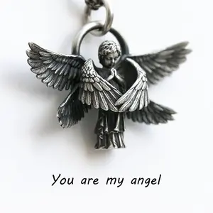 Vintage Angel Pendant Necklace Collection for Men/Women, Gold/Silver Plated Box Chain, Adjustable Tarnish Resistant Gothic Statement Jewelry