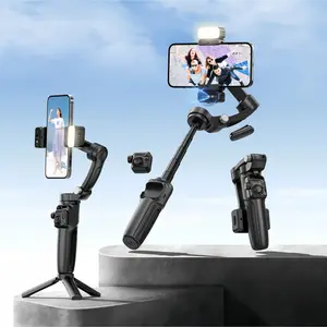 Hot Selling Handheld Three-Axis Gimbal Stabilizer, Foldable Design, Smart Gesture Control, USB Charging, Ideal for Video Blogging & Live Streaming