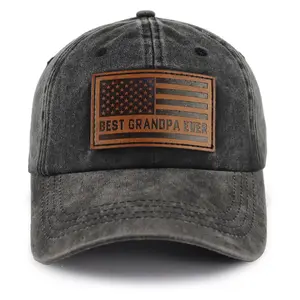 Best Grandpa Ever American Flag Hat,Adjustable Cotton Embroidered Fathers Day Birthday Gifts for Grandpa Baseball Cap