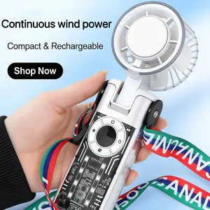 2026 World Cup Portable Fan:Ice-Cool Turbo Fan, 199 Adjustable Speeds, 4-Color RGB Lights, 3H Battery, Clear Turbo Design