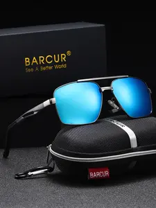 Barcur Pilot Fashion Glasses for Men & Women, Tac Polarized Lenses, Stainless Steel Frame, Square Shape, All Seasons Wear