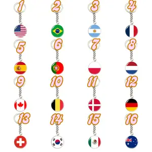 Soccer Flag Acrylic Keychain, World Country Flag Key Ring, National Team Fan Bag Charm, Football Supporter Gift for Men Women, Sports Fan Souvenir