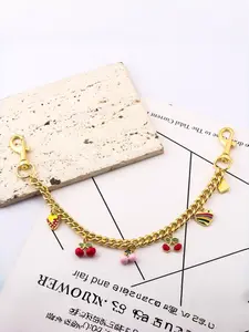 Cherry Keychain Bag Charm, Cherry Bracelet Purse Decoration, Car Key Ring Holder, Stylish Accessory for Bags and Keys