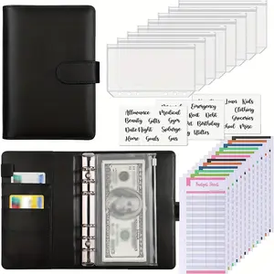 6-Color faux leather A6 budget planning binder, zipped cash envelope and expense budget sheet, money saving budget book, cash filling organizer for budgeting, Planner Notebook, Savings Challenge Planner, Finance Checklist Organizer