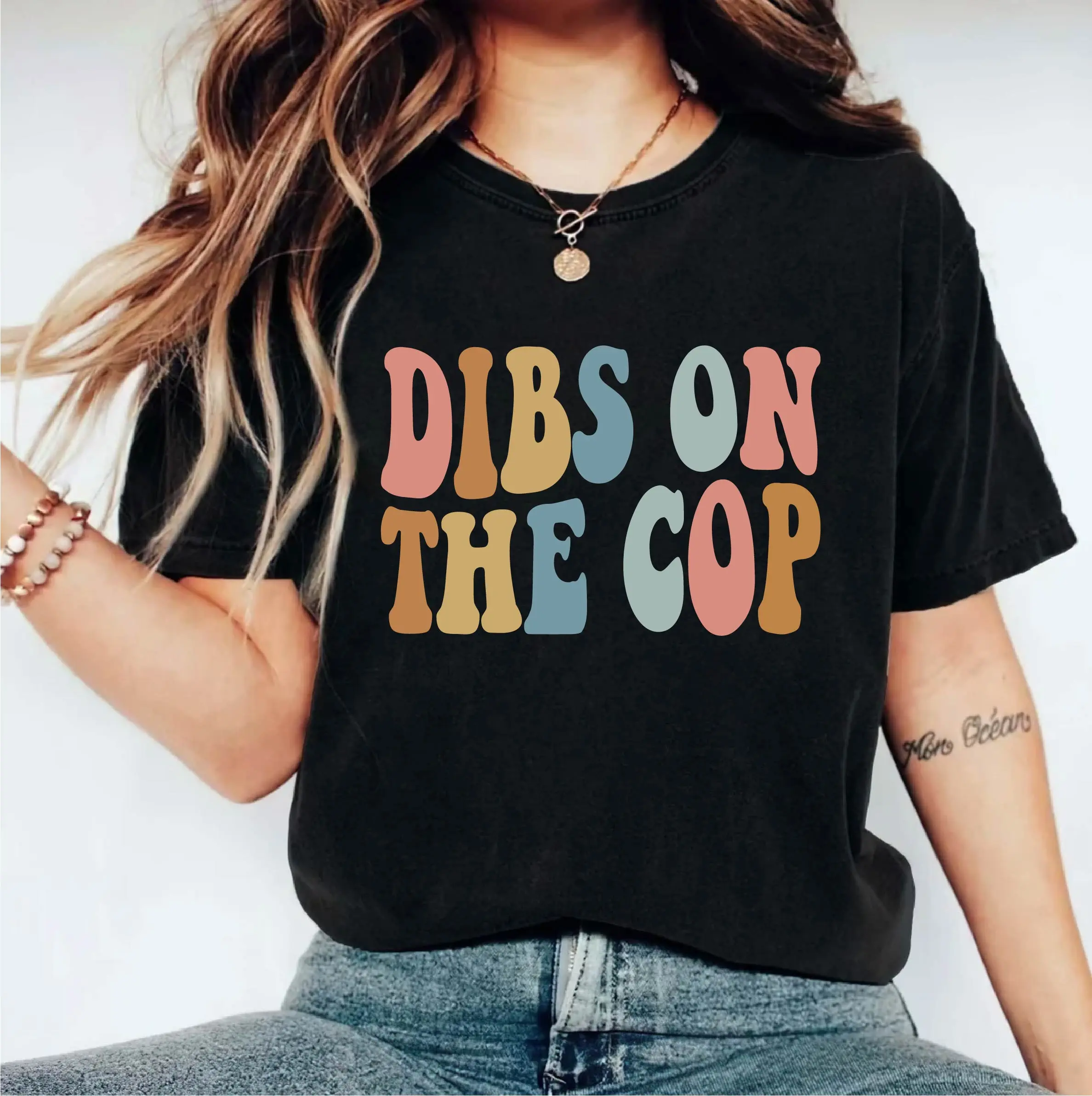 Dibs On The Cop T-shirt, Humor Policewoman Shirt, Funny Cop Wife Life Tee, Officer Girlfriend T-shirt, Gift For Wife, Cop Girlfriend Cute Birthday Gift