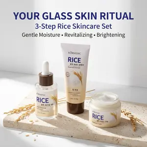 Skin Care Set, Korean Skin Care with Rice Cleanser, Serum and Moisturizing Cream 3pcs for Women, Teen Girls, Mom, Daughter, Perfect for Mother's Day, Birthday, Christmas & Daily Skincare, Korean Beauty Gift
