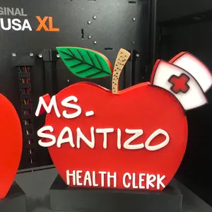 3d printed Personalized Teacher Name Plate Sign, Back to School, Teacher Gift, Daycare Gift Appreciation, Desk Name Plate, Apple Name Sign