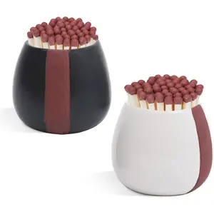 Match Holder with Striker - Pack of 2 - Strike Anywhere Decorative Matches in a Jar Box with Striker Home Decor Gifts (Match NOT Included)