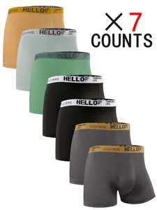 7 pcs 'Hello' PrintsMen's Boxer Briefs, with High Stretch, Quick-drying sports briefs, Suitable for men's daily wear and sport, Suitable for participating in various events and weddings, comfort-breathable's Men's underwear, Soft Comfy Brief
