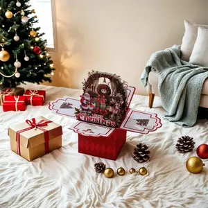 Christmas party greeting card, 3D Santa card with envelope, Santa Merry Christmas greeting card and New Year greeting card 2026, Happy New Year greetings, romantic gift, New Year gift