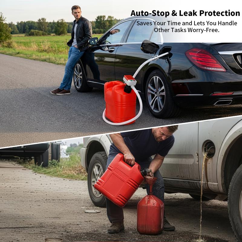 orimetre Automatic Fuel Transfer Pump with Auto-Stop, 51'' Extra Long Hose, 3.2 Gallon per Min, Battery or USB Powered, 4 Can Adapters, Fast and Safe Portable Gas Can Pump for Oil, Diesel,Gasoline.
