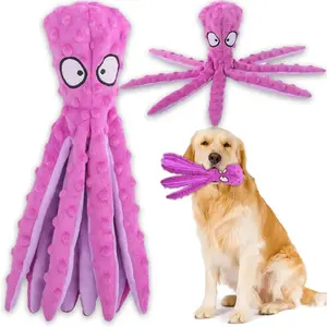 Four angels-Dog Squeaky Toys Octopus - No Stuffing Crinkle Plush Dog Toys for Puppy Teething, Durable Interactive Dog Chew Toys for Small, Medium and Large Dogs Training and Reduce Boredom-MRWJ pet