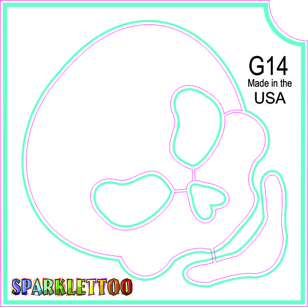 212 MAIN Men's FDA-Safe 3-Ply Cosmetics Glitter Tattoo Stencils - Skull Shape, Ruby Red Glitter Finish, G14 2x2 in, Pack of 100, Costume Accessories