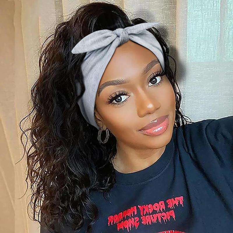 3Pack Black,Gray,White Bow Headbands for Women Boho Wide Head Bands for Women's Hair Christmas Non Slip Elastic Hair Bands Soft Headwraps Workout Yoga Turban Hair Accessories