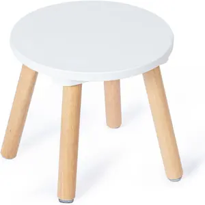 Oak Wood Stool – Rounded Corners, 220 lb Capacity, Non-Slip Feet, Quick Assembly for Multiple Home Spaces