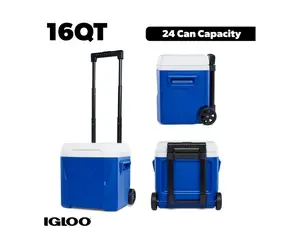Igloo 16 QT Laguna Hard Side Ice Chest Cooler with Wheels, Blue