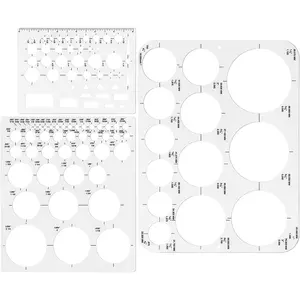 Circle Round Stencil Templates for Drafting Office School Building Formwork Drawings, Large and Small Size, 3 Pack