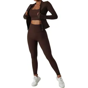 Women's Sporty Two-Piece Set – Zip-Up Mock Neck Jacket & High-Waist Leggings, Lightweight & Quick-Drying for Workouts, Yoga, and Running. Ideal Valentine's Gift for Girls, All-Season Activewear, Casual Tracksuit Outfit.
