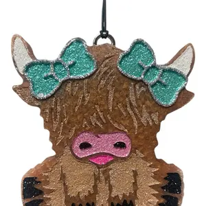 Freshie Highland Cow bows Air Freshener - Aroma Beads for Car, Locker, & More - Choose Bow Color & Scent Options