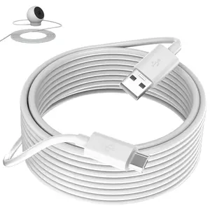5M/16FT  USB  Power extension Cord Compatible with eufy Indoor Camera E200/ Cam Pan V3 V4/ Blink/ Mi 360?  Pro Extra Long  USB   for  Camera,White