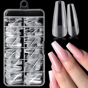Clear Fake Nails, 240pcs/box Soft Coffin Shaped Press on Nails, Full Cover False Nails for Gel Nail Extension, Gel Nail Tips, Press on Nail Making Supplies