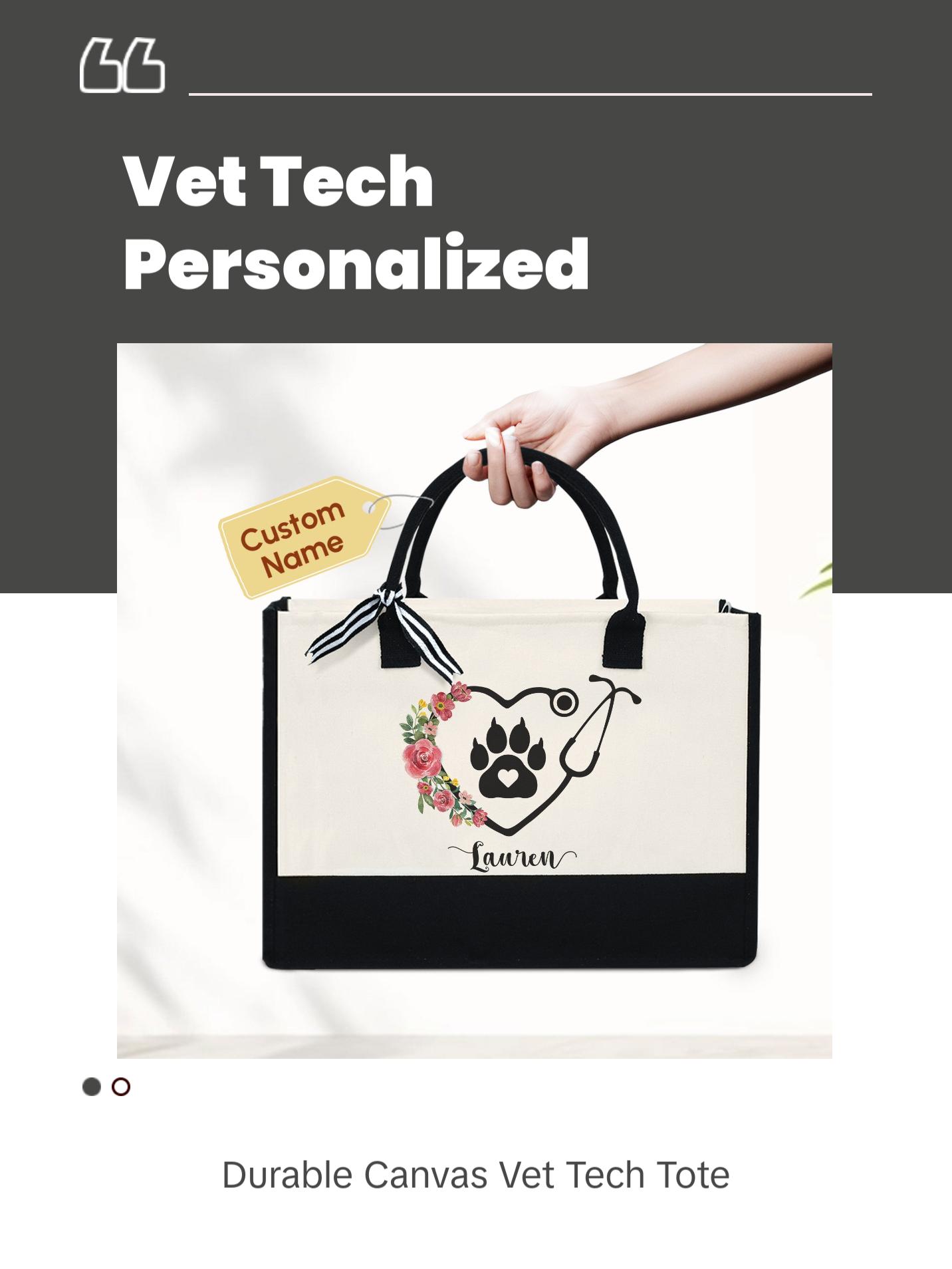 Personalized Veterinary Technician Tote Bag - Vet Tech Bag, Gift for Vet Tech Week, Veterinarian Tote Bag, Gift For Dog Lovers Bag TQN1862TTH