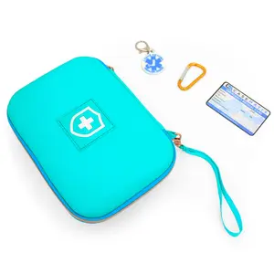 CASEMATIX 8" Turquoise Asthma Inhaler Case for Travel Fits Spacer Mask and Accessories - Includes Case Only with Insulated Mylar Lining and Medical Cross for Emergency Identification