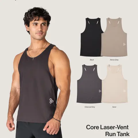 Haus | Core Laser-Vent Run Tank | Breathable Lightweight Performance Athletic Tank Sleeveless Workout Workout Clothing Athletic Activewear