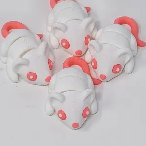 3D Printed PLA Filament Articulated Albino Mouse Fidget Toy - Unisex Small Animal Sensory Stress Relief Tool, Unique Gift for Enthusiasts