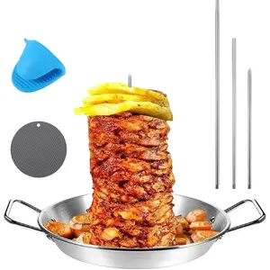 Vertical Skewer Grill Rack, Stainless Steel Detachable Skewer Holder, Barbecue Utensils for Home Kitchen Outdoor Camping, Grill Brush, Barbecue Accessories