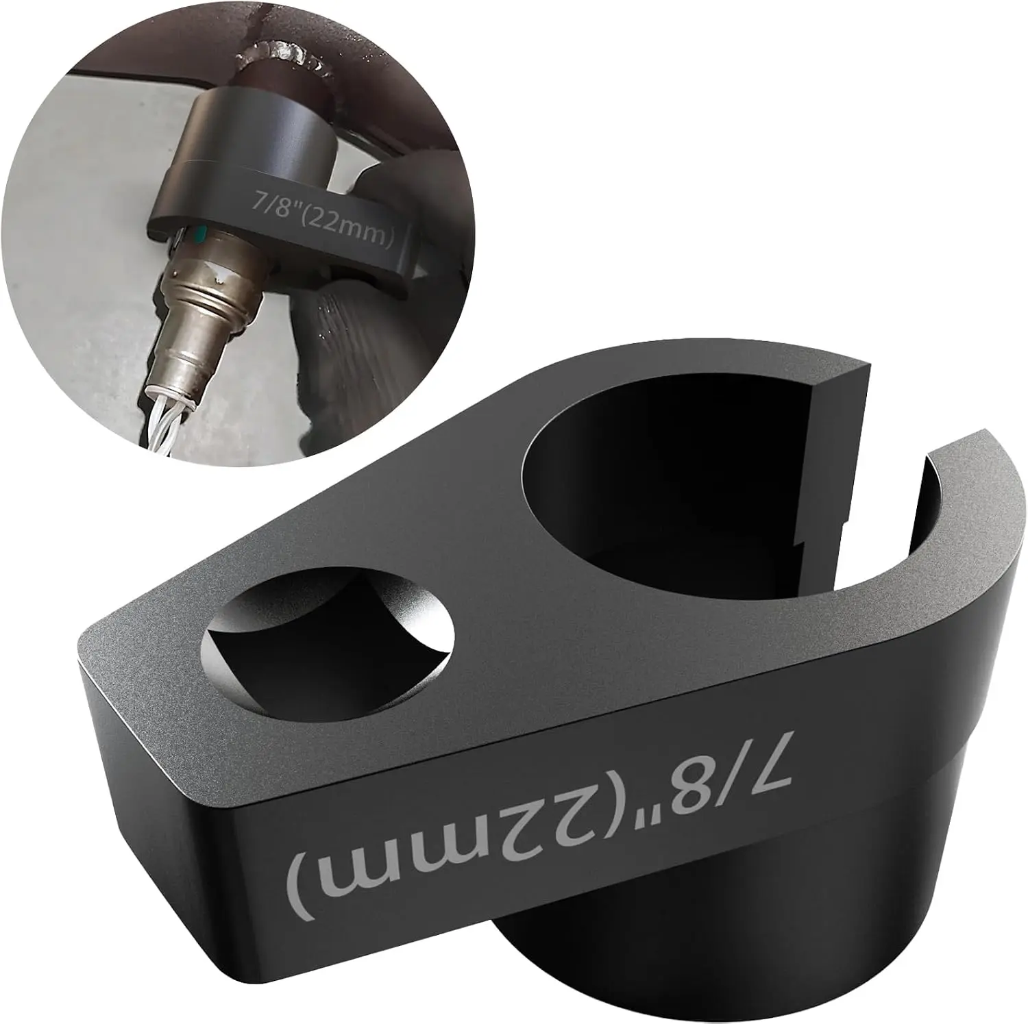 Offset O2 Sensor Socket, 7/8-Inch (22mm), 3/8-Inch Drive, Slotted Wire-Saver Design, 50BV30 Alloy Steel with Black Oxide Finish, Universal Oxygen Sensor Removal Tool for Most Vehicles