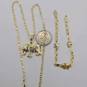 ELEPHANT'S fashion set chain 18"inches 24"inches available bracelet 7"inches  gold color PLATED gold over stainless steel