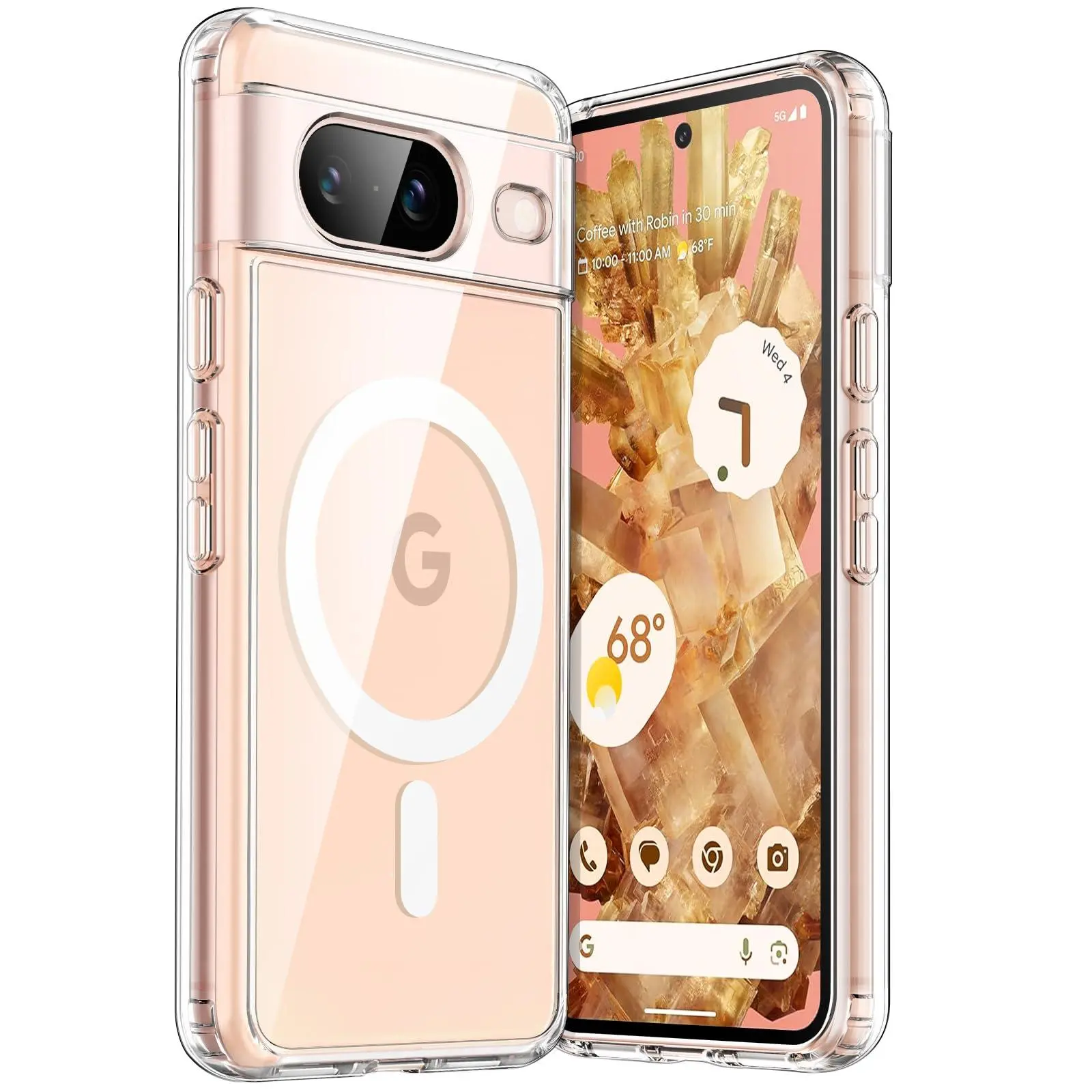 JETech Magnetic Case for Google Pixel 8 6.2-Inch 2023, Compatible with MagSafe Accessories, Shockproof Protective Phone Cover, Non-Yellowing Hard Clear PC Back