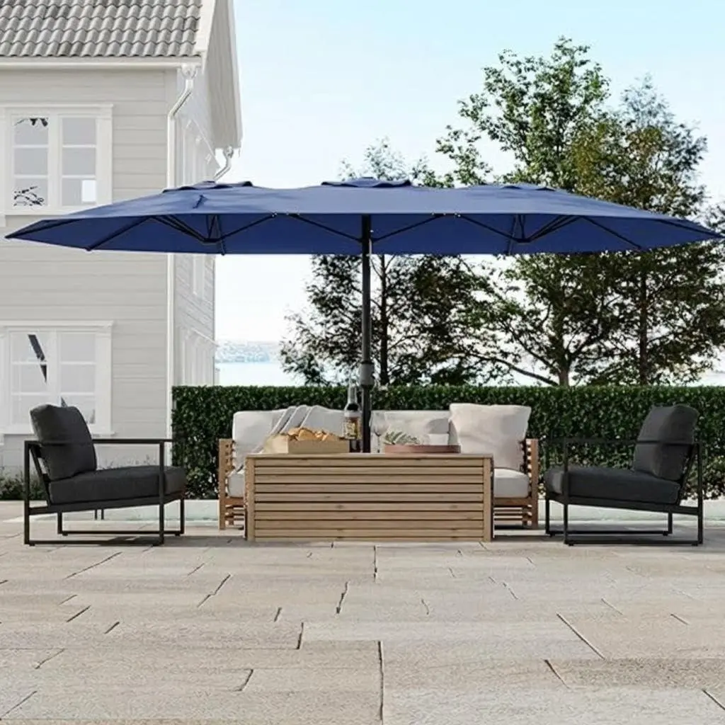 GARVEE 9ft Heavy-Duty Outdoor Patio Umbrella with 8 Ribs, Waterproof UV Protection Sun Shade, Crank Lift, Push Button Tilt for Deck, Backyard