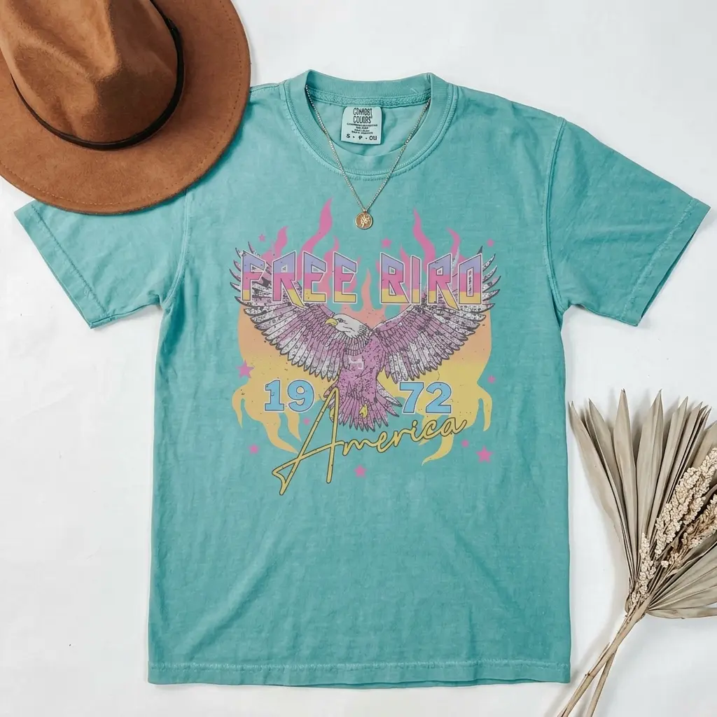Free Bird Shirt , Old School Band T-shirt, America 250th Anniversary Shirt, Patriotic USA Flag Tee, 4th of July Independence Day Gift, Retro Music Shirt, Rock Band Tee, Oversized Trendy Shirts for Men's and women's styles