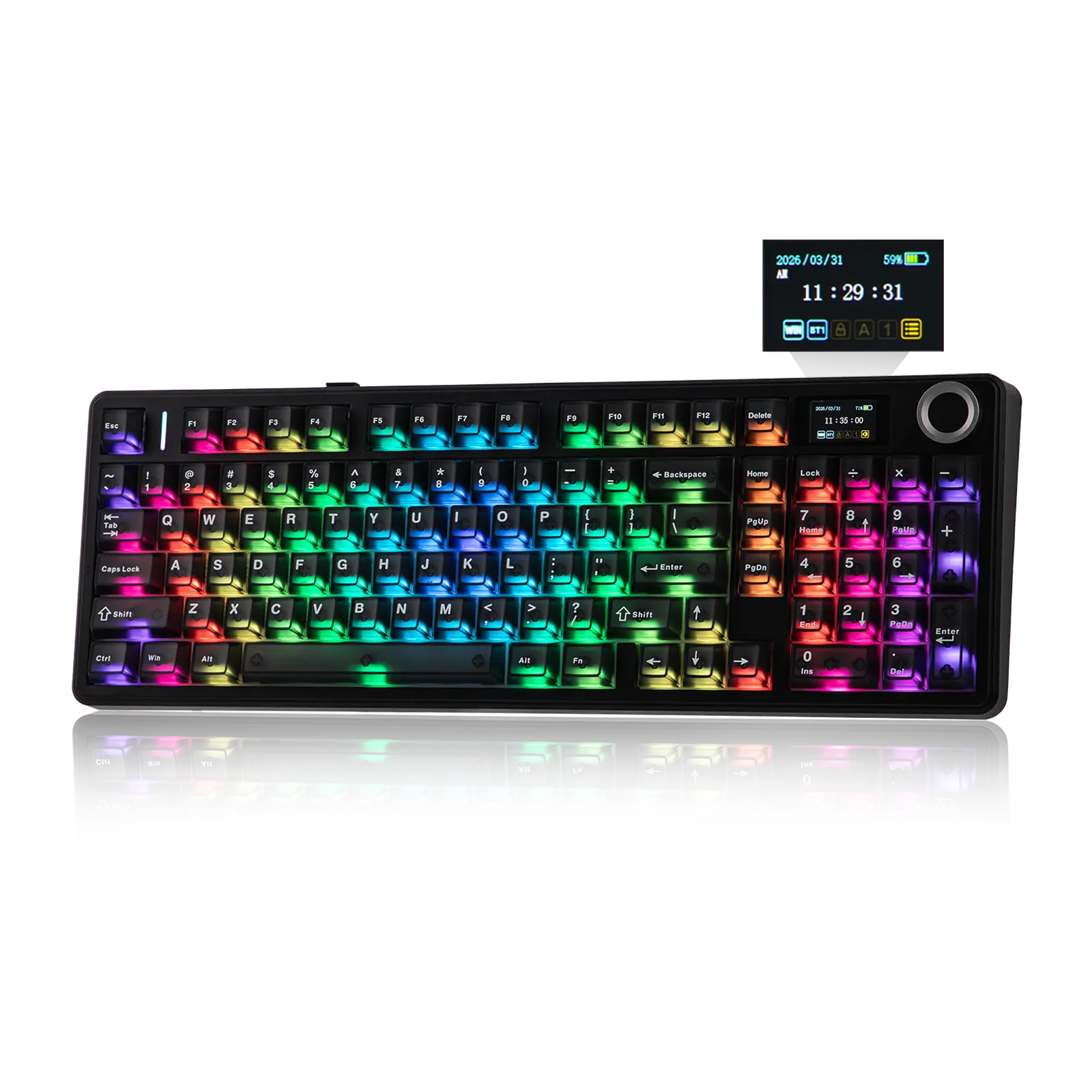 EPOMAKER AULA F99 MAX Wireless Mechanical Keyboard, Smart Screen & Knob, 8000mAh, 2.4Ghz/BT Creamy Keyboard, Pre-Lubed Switch, Hot-Swappable, RGB Backlit, Custom Software