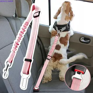 Adjustable Pet Car Seat Belt Leash for Dogs & Cats, Reflective Safety Harness Tether with Elastic Bungee Buffer for Car Travel, Pet Vehicle Restraint Accessory