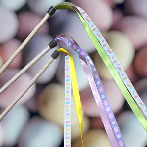 Easter Ribbon Wands Cat Toys -3 Inch Ribbons and Fun Patterns