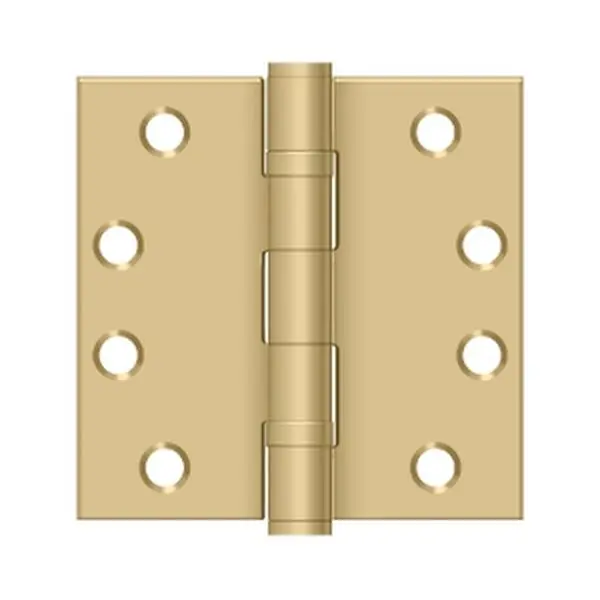 Deltana S44HDBB4 Square Door Hinges - Brushed Brass, 4x4 in., Entrance Doors Security-Focus Hinges That Add Security While Blending Style