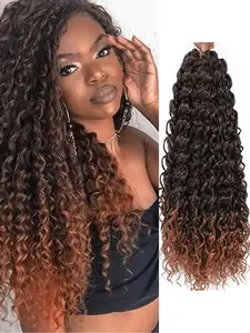 Omber Black Brown GoGo Curly Crochet Hair 18 24 Inches Go Go Curly Crochet Braids Synthetic Wavy Deep African Twist Crochet Hair