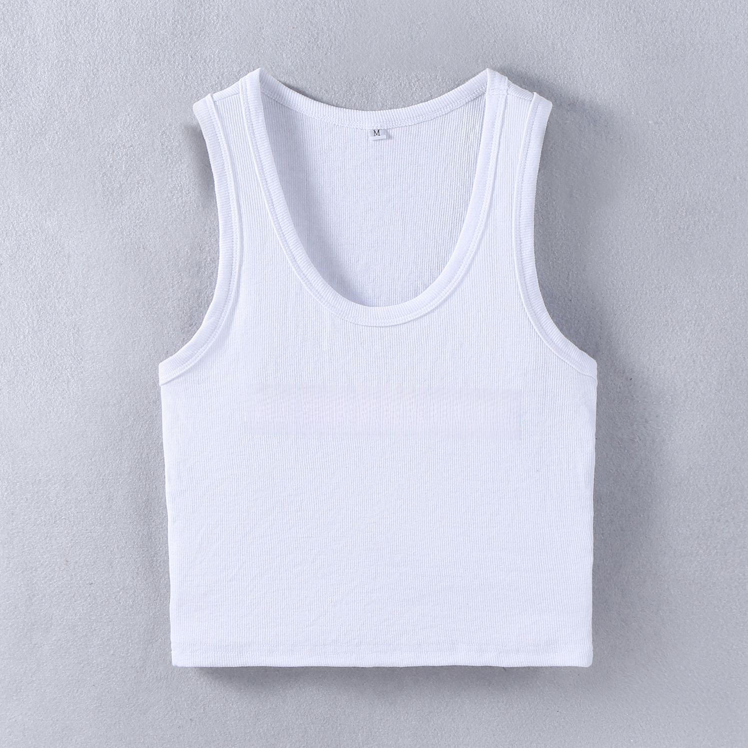 Y2K White Ribbed Knit Tank Top, Sleeveless Basic Crop Cami, Slim Fit Stretch Casual Streetwear, Versatile Summer Layering Essential for Women