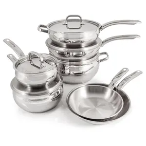 BergHOFF Belly Shape 12pc 18/10 SS Cookware Set w/ Metal Lids