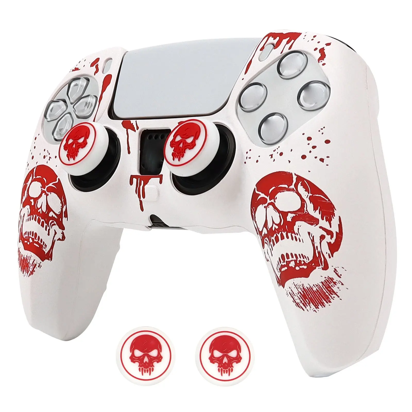 For PS5 Controller Silicone Cover, Soft Skin Case with Laser Engraving & 2 Thumb Grips, Anti-Slip Shockproof Dustproof Covers, Game Console Accessories, Game Peripherals, Electronic Gadgets