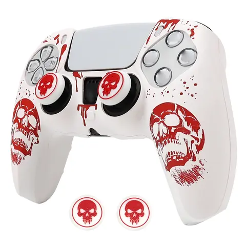 For PS5 Controller Silicone Cover, Soft Skin Case with Laser Engraving & 2 Thumb Grips, Anti-Slip Shockproof Dustproof Covers, Gaming Console Accessory, Game Console Accessories, Game Peripherals, Electronic Gadgets, Gaming Stuff, Gaming Items