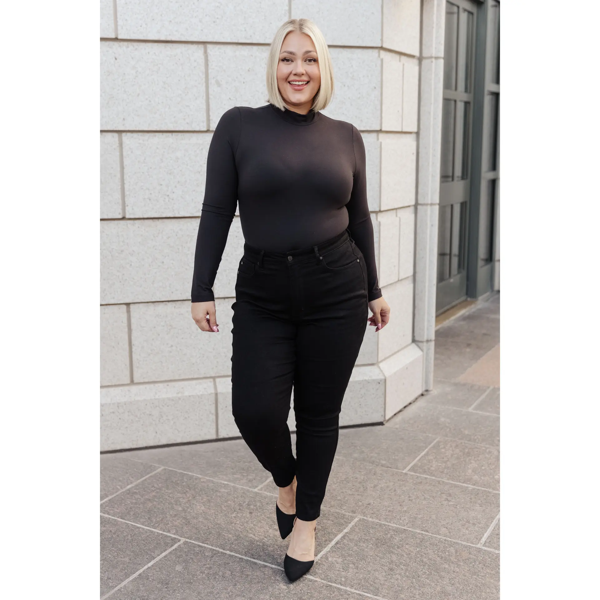 Simple Situation Mock Neck Bodysuit