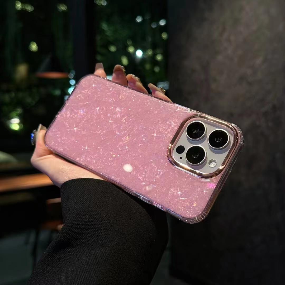 Phone Case: Glitter Shell Pattern Compatible with iPhone 17 Pro Max Case Starry Sky Apple 16/15/14/13 Goddess Protective Cover Shockproof