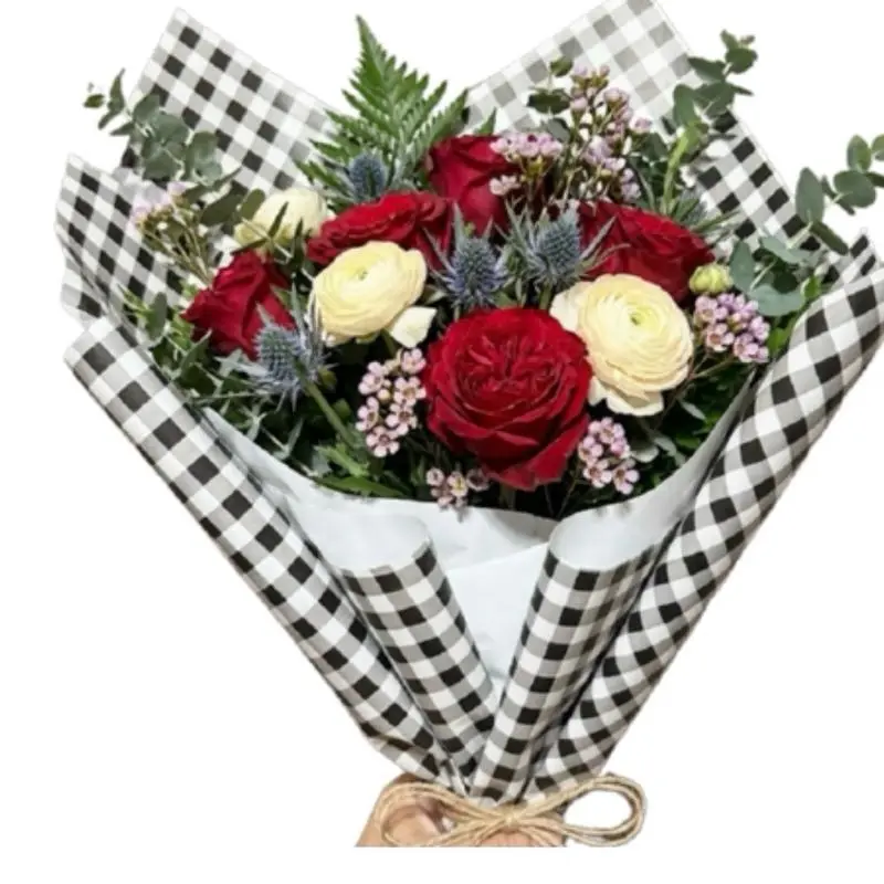 Korean Gingham Waterproof Flower Wrapping Paper 20 Sheets 22x22 Bouquet Wrap Gift Wrapping Supplies Creative Gift Packaging