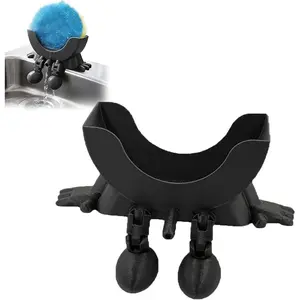 Cute Hanging Sponge Holder with Drainage, 3D Printed Sponge Holder, Funny Sponge Stand for Kitchen Sink, Keeps Your Sponge Dry & Smiling, No sponge ﻿ (Black)