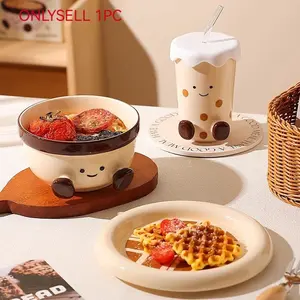 Cute Claw Design Ceramic Matcha Bowl, High-Value Round Plate, Creative Noodle &, Ideal for Students, Dorms, Home, Hotel Kitchen Utensils